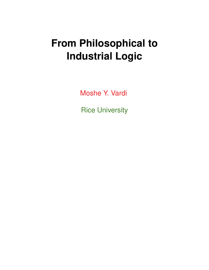 from philosophical to industrial logic