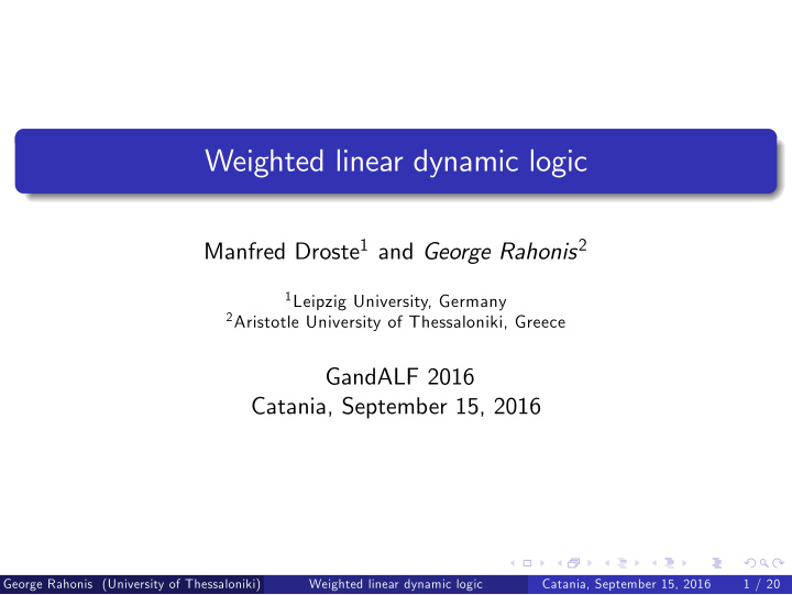 weighted linear dynamic logic