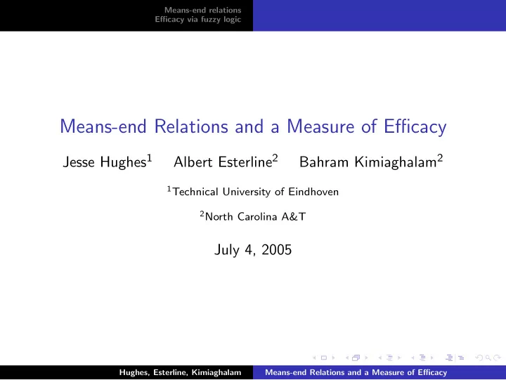 means end relations and a measure of efficacy
