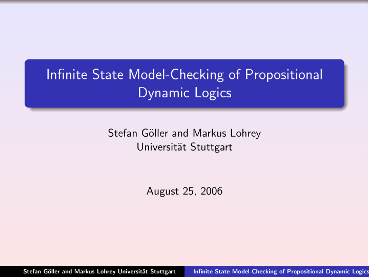 infinite state model checking of propositional dynamic