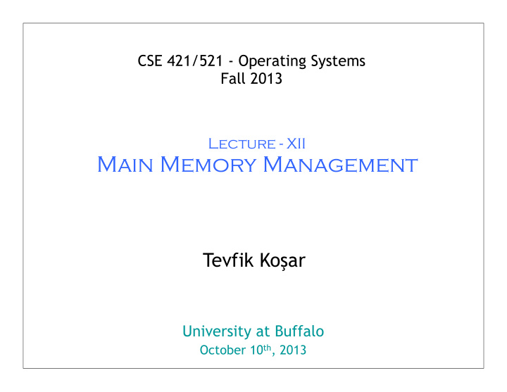 main memory management