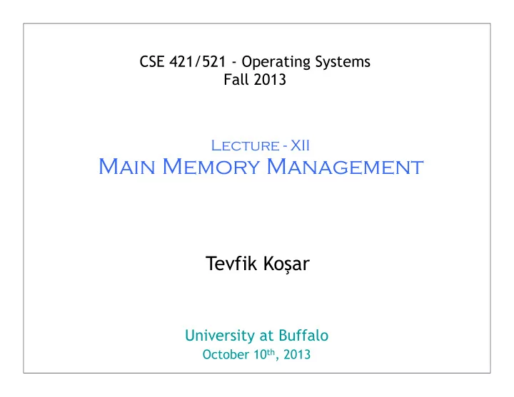 main memory management