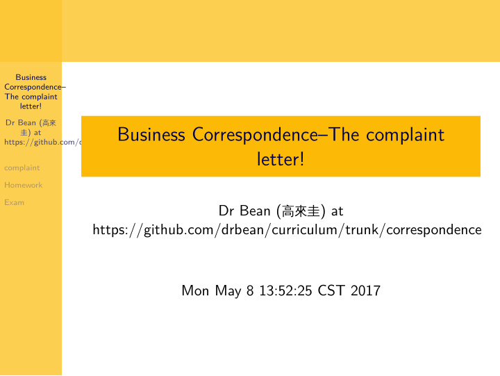 business correspondence the complaint letter