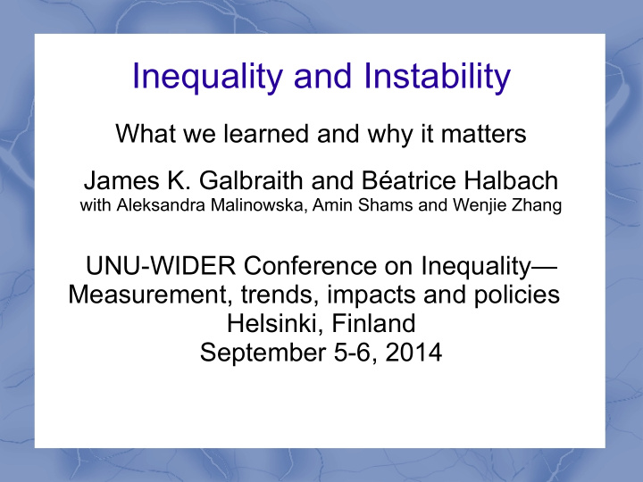 inequality and instability