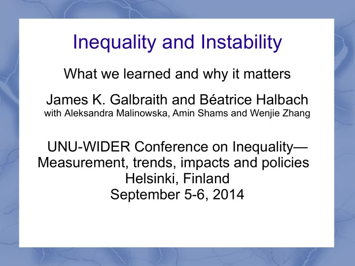 inequality and instability