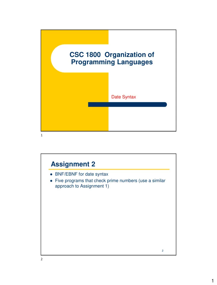 csc 1800 organization of programming languages