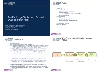 24) Exchange Syntax and Textual  3.Advanced features  1. Mapping text to data types  DSLs using