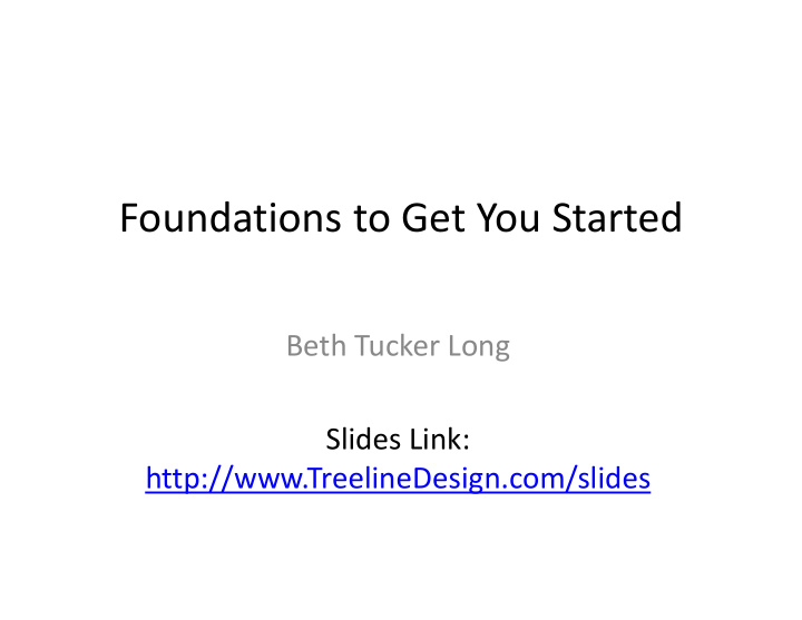 foundations to get you started