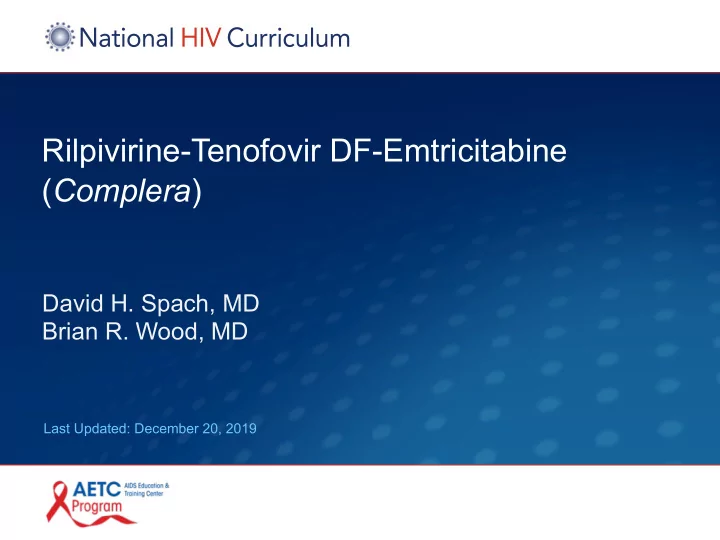 rilpivirine tenofovir df emtricitabine complera