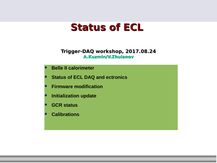 status of ecl status of ecl