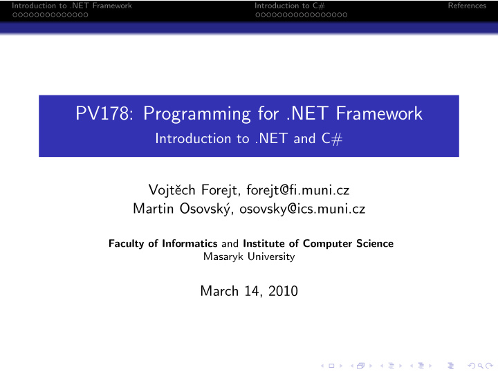 pv178 programming for net framework