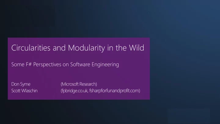 circularities and modularity in the wild