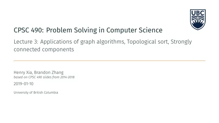 cpsc 490 problem solving in computer science