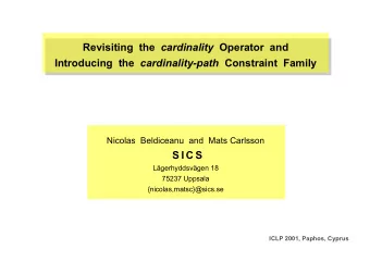 Revisiting  the cardinality Operator  and Introducing  the cardinality-path Constraint  Family
