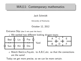 MA111: Contemporary mathematics  .  Jack Schmidt  University of Kentucky  October 12, 2012 Entrance