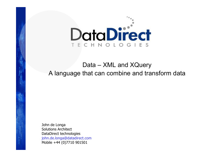 data xml and xquery a language that can combine and