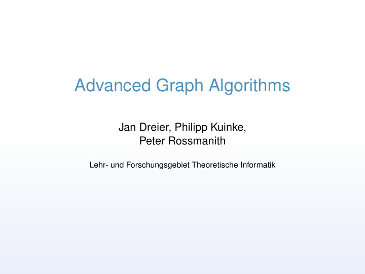 advanced graph algorithms