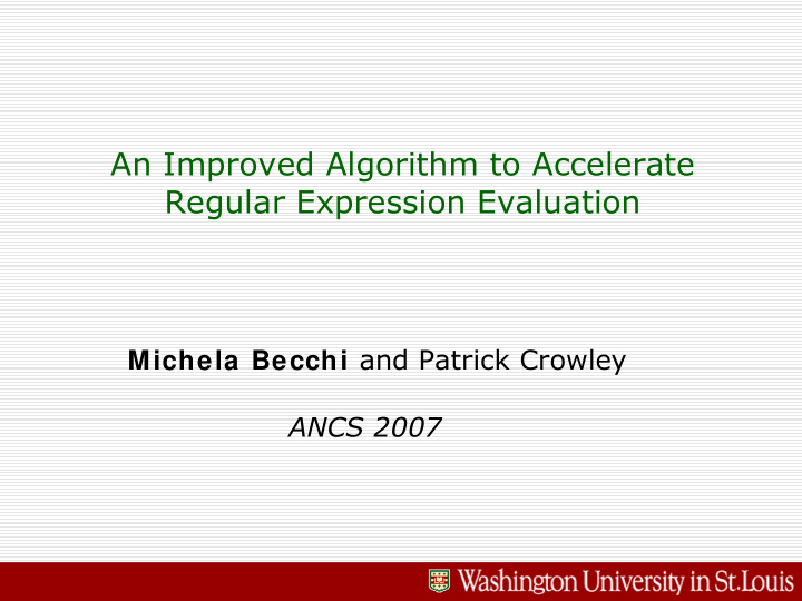 an improved algorithm to accelerate regular expression
