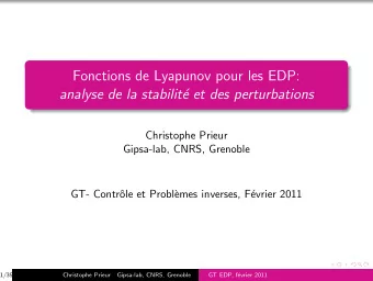 Fonctions de Lyapunov pour les EDP:  analyse de la stabilit  e et des perturbations  Christophe