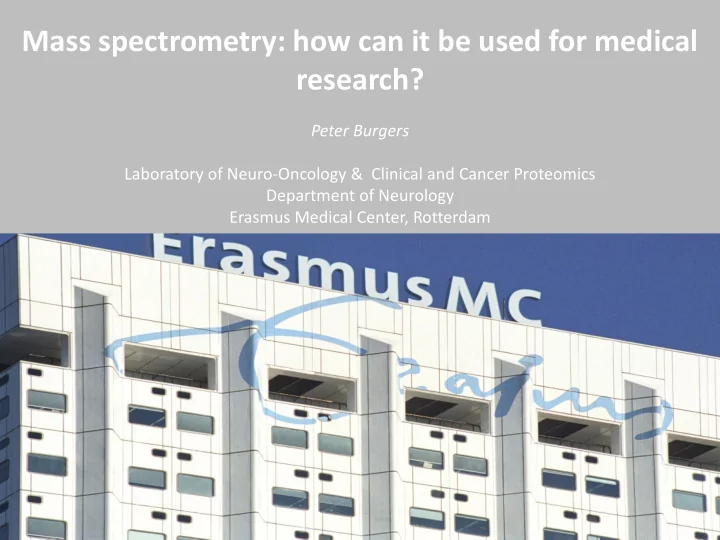 mass spectrometry how can it be used for medical