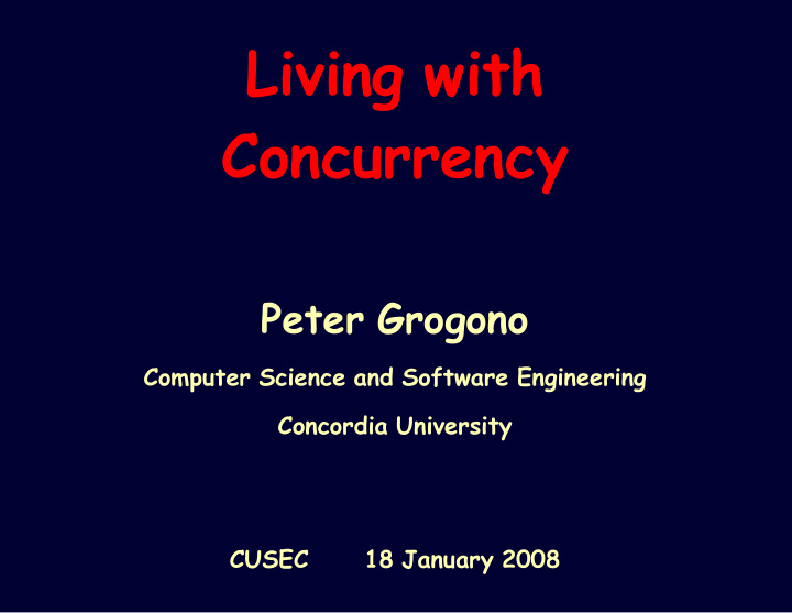 living with concurrency