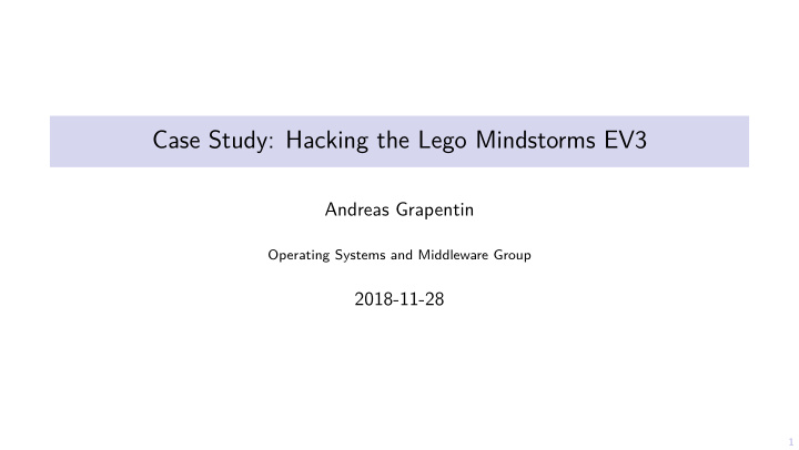 case study hacking the lego mindstorms ev3