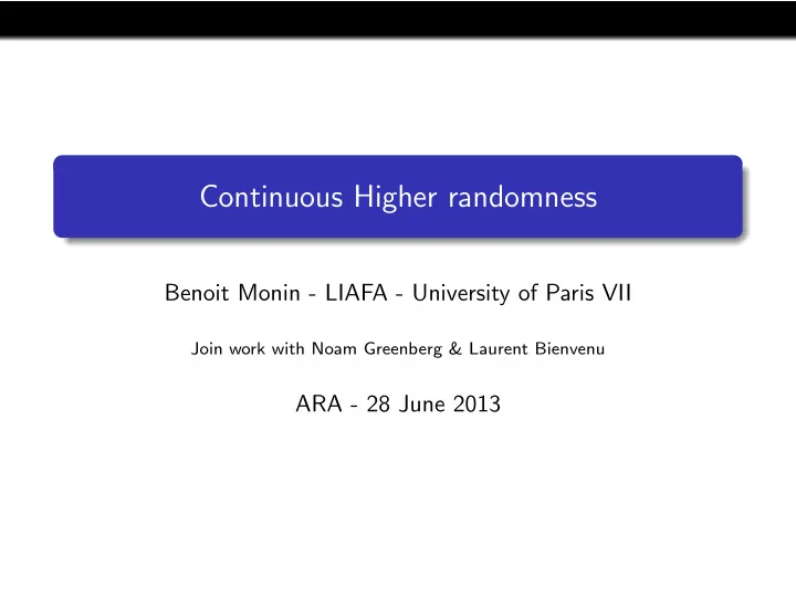 continuous higher randomness