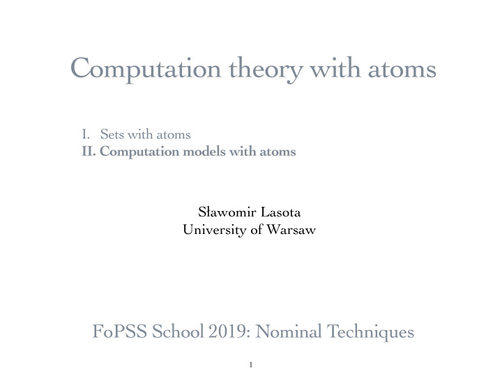 computation theory with atoms
