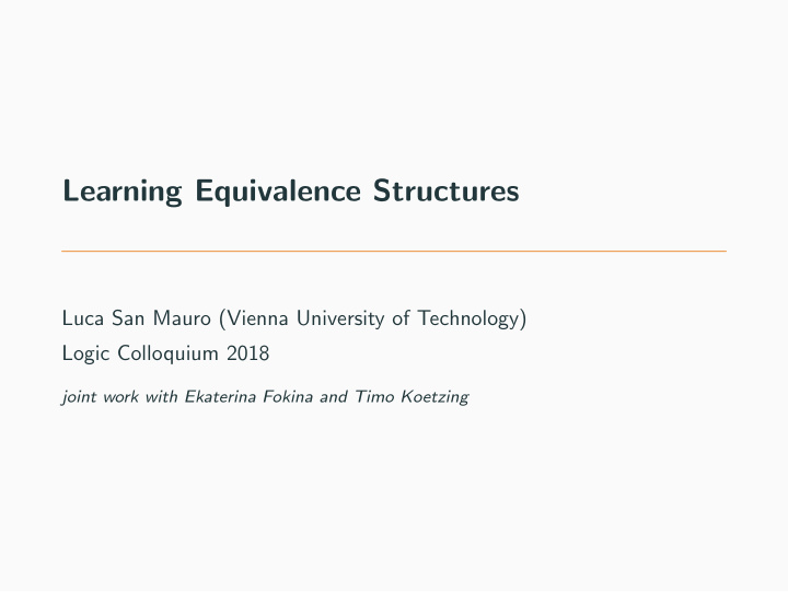 learning equivalence structures