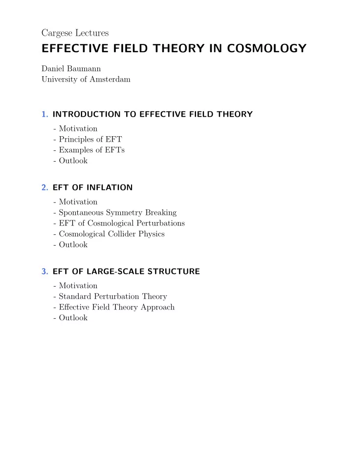effective field theory in cosmology