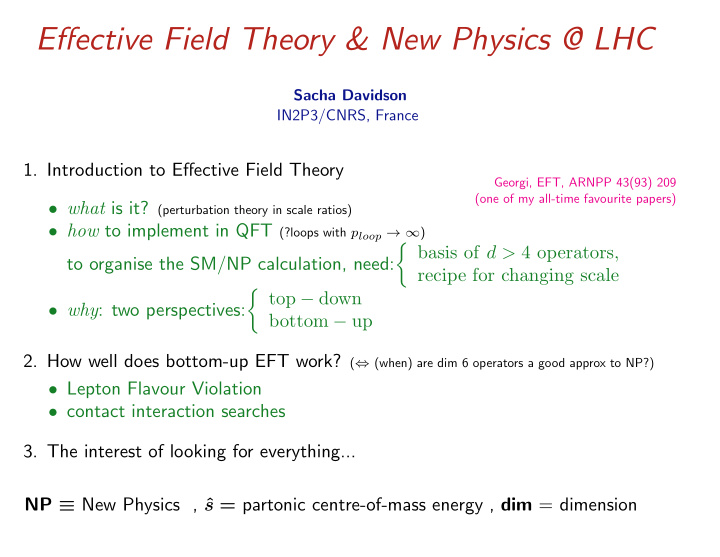 effective field theory new physics lhc