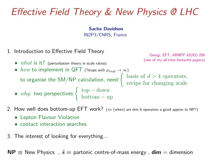 effective field theory new physics lhc