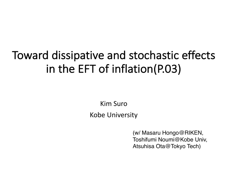 toward dissipative and stoch chastic c effect cts in in
