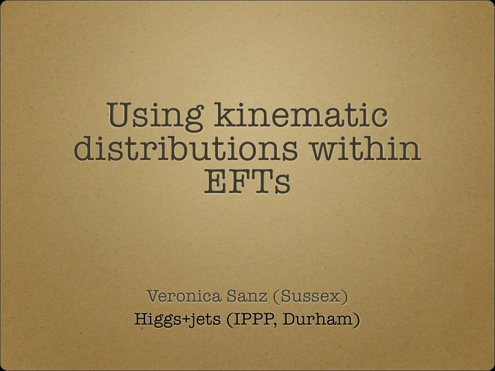 using kinematic distributions within efts