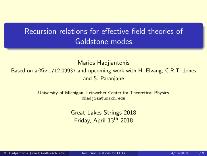 recursion relations for effective field theories of