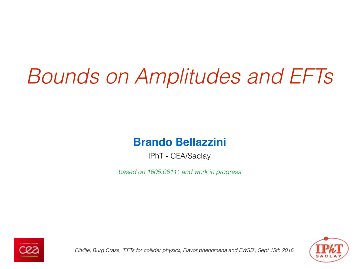 bounds on amplitudes and efts