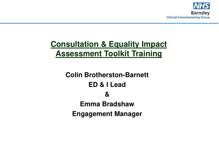 consultation equality impact assessment toolkit training