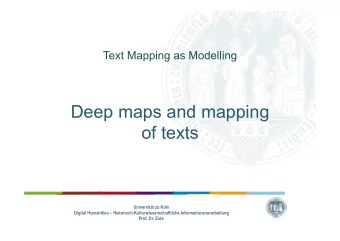 Deep maps and mapping  of texts  Universitt zu Kln  Digital Humanities