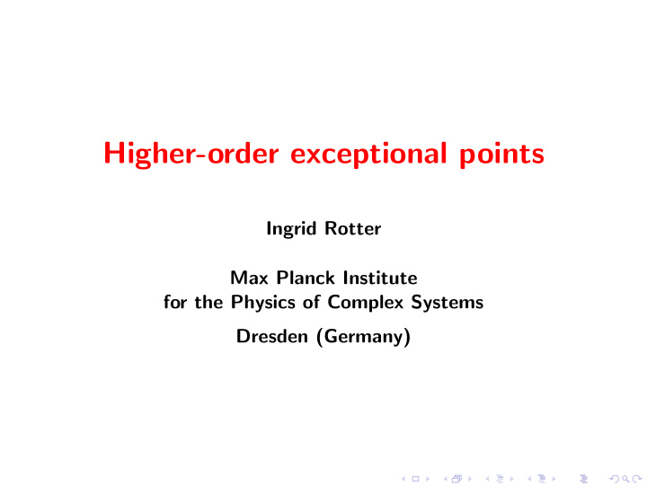 higher order exceptional points