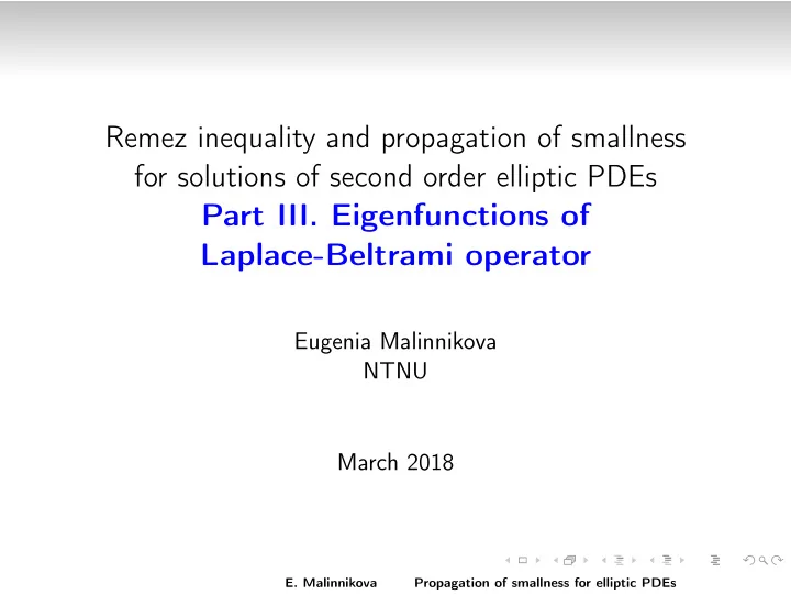 remez inequality and propagation of smallness for