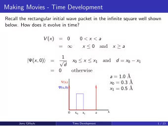 Making Movies - Time Development  Recall the rectangular initial wave packet in the infinite square