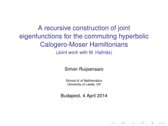 A recursive construction of joint  eigenfunctions for the commuting hyperbolic  Calogero-Moser
