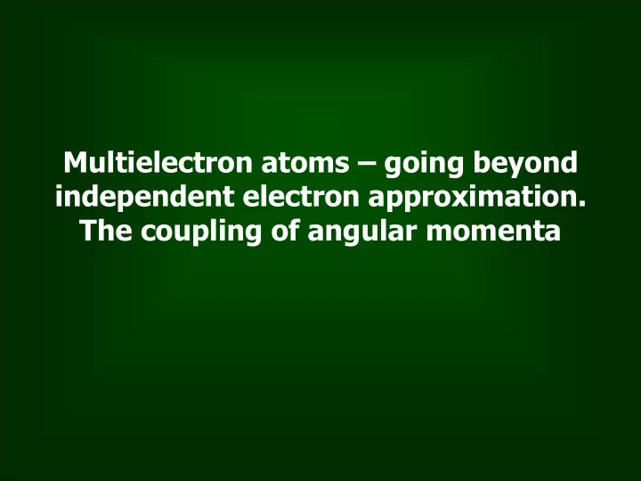 independent electron approximation