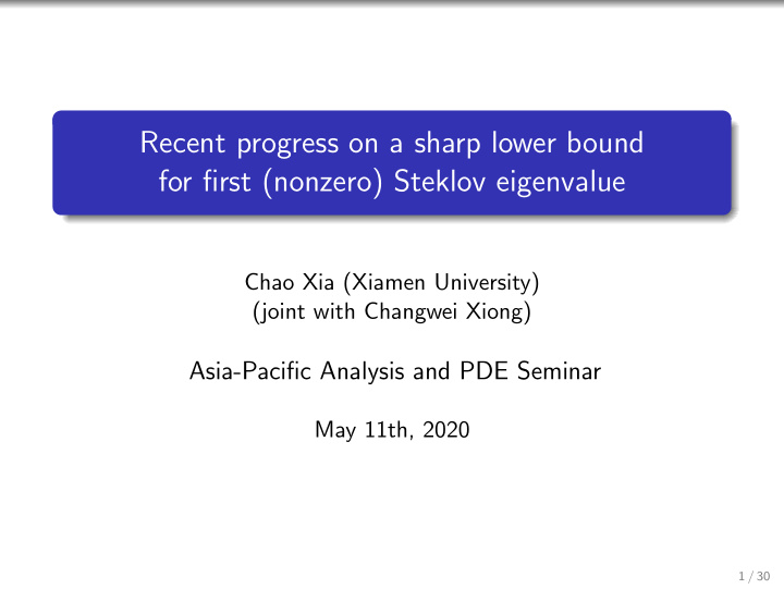 recent progress on a sharp lower bound for first nonzero