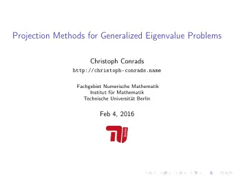 Projection Methods for Generalized Eigenvalue Problems  Christoph Conrads