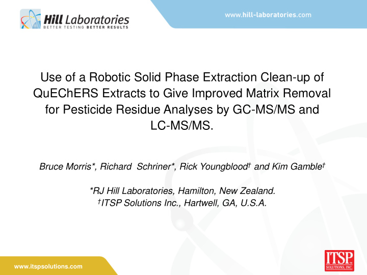 quechers extracts to give improved matrix removal