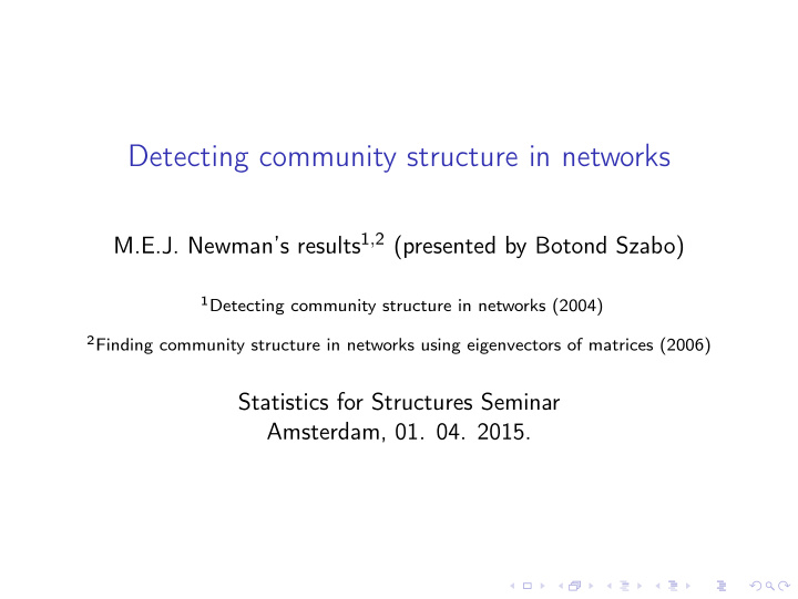 detecting community structure in networks