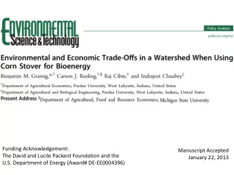 U.S. Department of Energy (Award# DE-EE0004396)  Motivation  The U.S. has chosen to pursue a