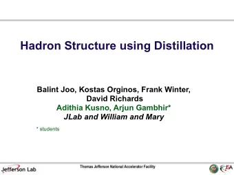Hadron Structure using Distillation  Balint Joo, Kostas Orginos, Frank Winter,  David Richards