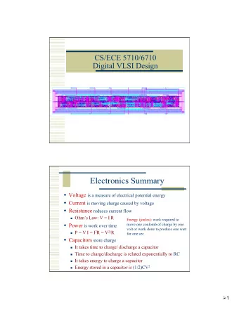 Electronics Summary  Voltage is a measure of electrical potential energy  Current is moving